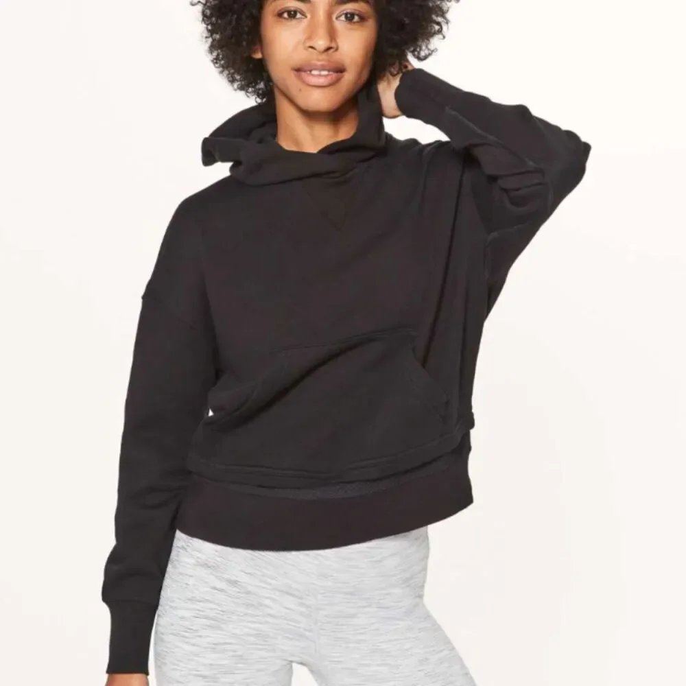 Lululemon Warm Down Hoodie Loose Fit Black Size 6 Athleisure Activewear Yoga